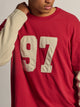 KOLBY LONG SLEEVE WAFFLE FOOTBALL TEE - RED - Boathouse