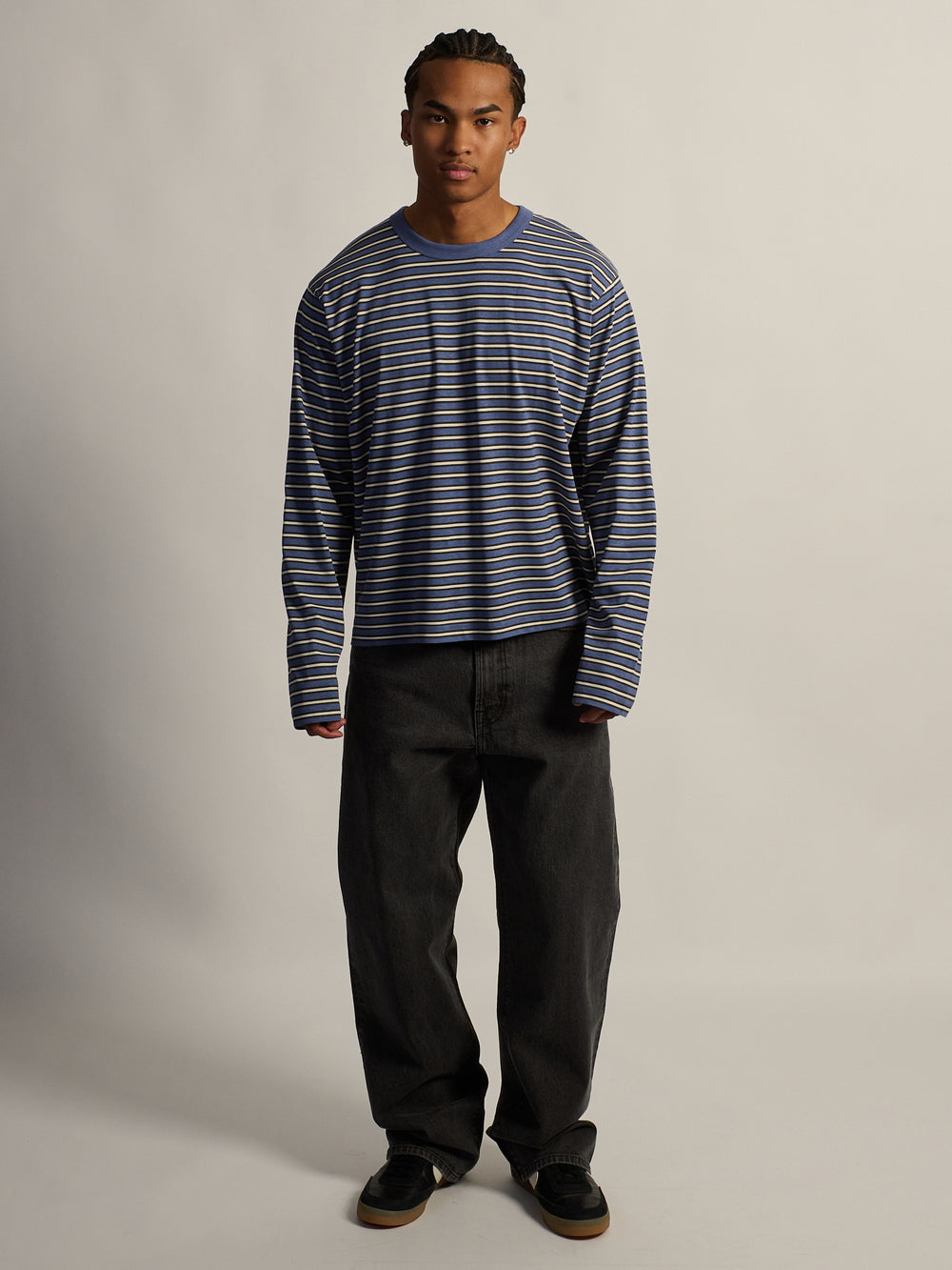 KOLBY ESSENTIAL BAGGY LONG SLEEVE TEE - BLUE STRIPE