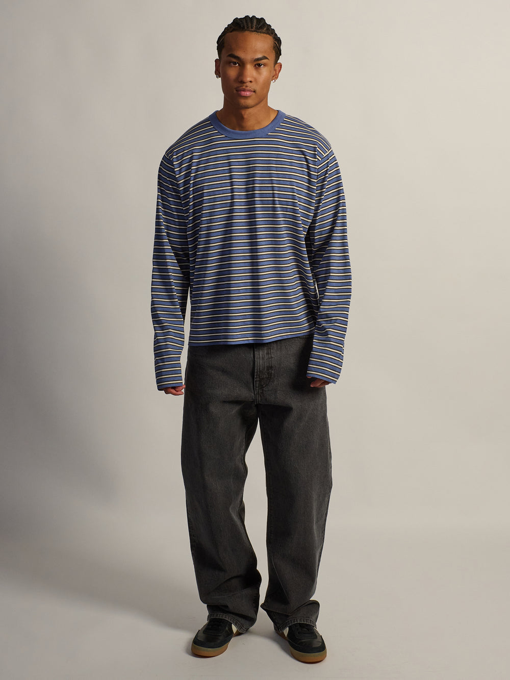 KOLBY ESSENTIAL BAGGY T-SHIRT À MANCHES LONGUES - RAYURE BLEU