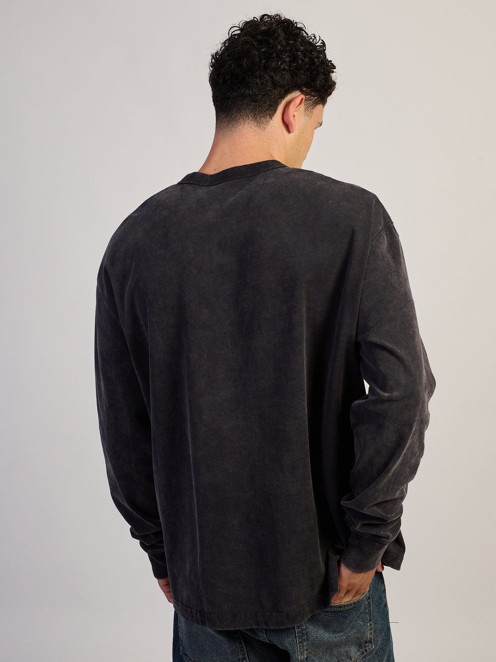 KOLBY LONG SLEEVE HEAVYWEIGHT FOOTBALL TEE - VINTAGE BLACK - Boathouse