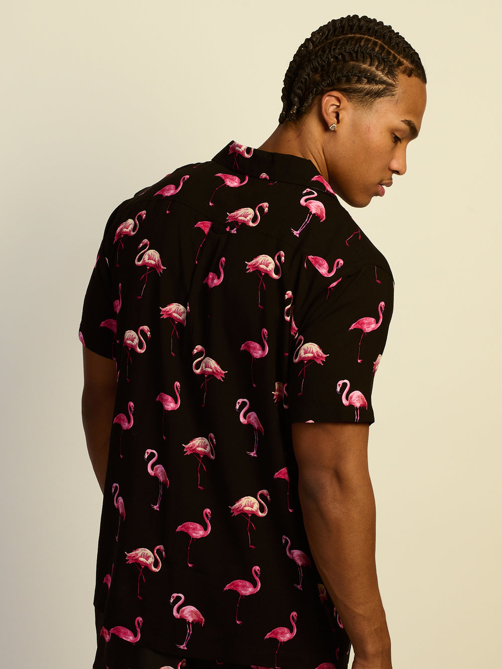KOLBY FLAMINGO WOVEN SHIRT - BLACK