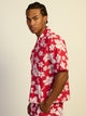KOLBY SWIM HIBISCUS WOVEN SHIRT - RED