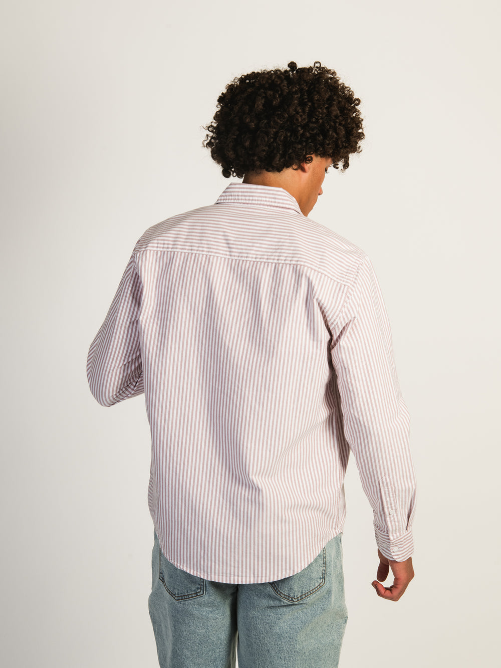 KOLBY STRIPED OXFORD SHIRT - CORAL