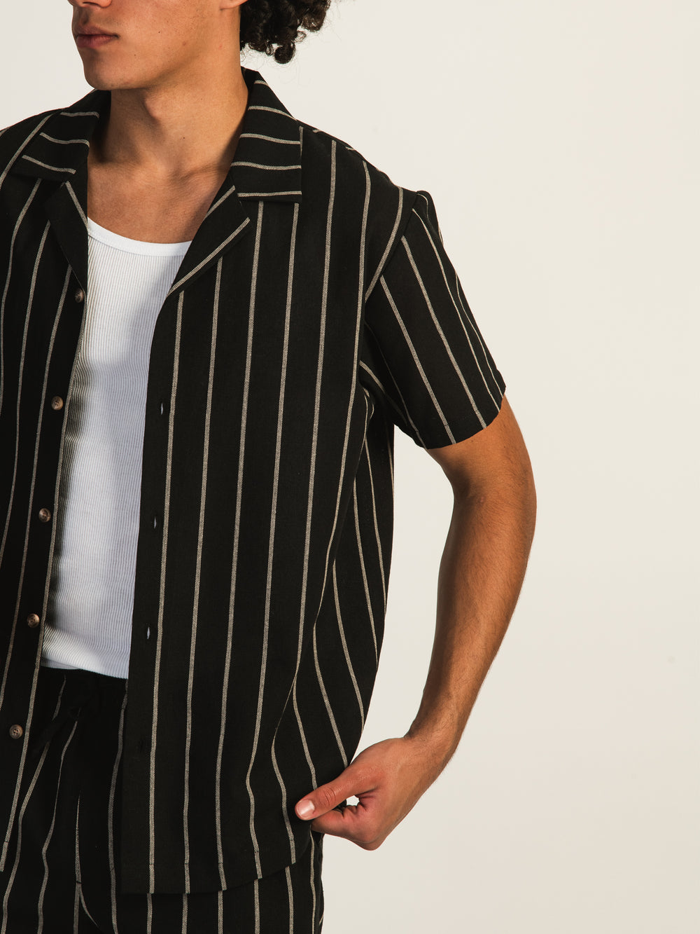 KOLBY STRIPE SHIRT - BLACK