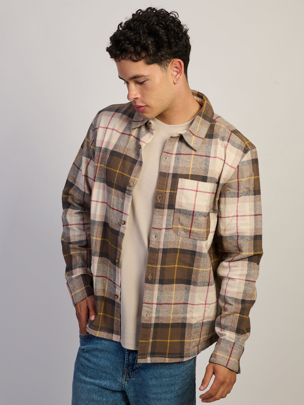 KOLBY KOLBY 90s FLANNEL - CREAM - Boathouse