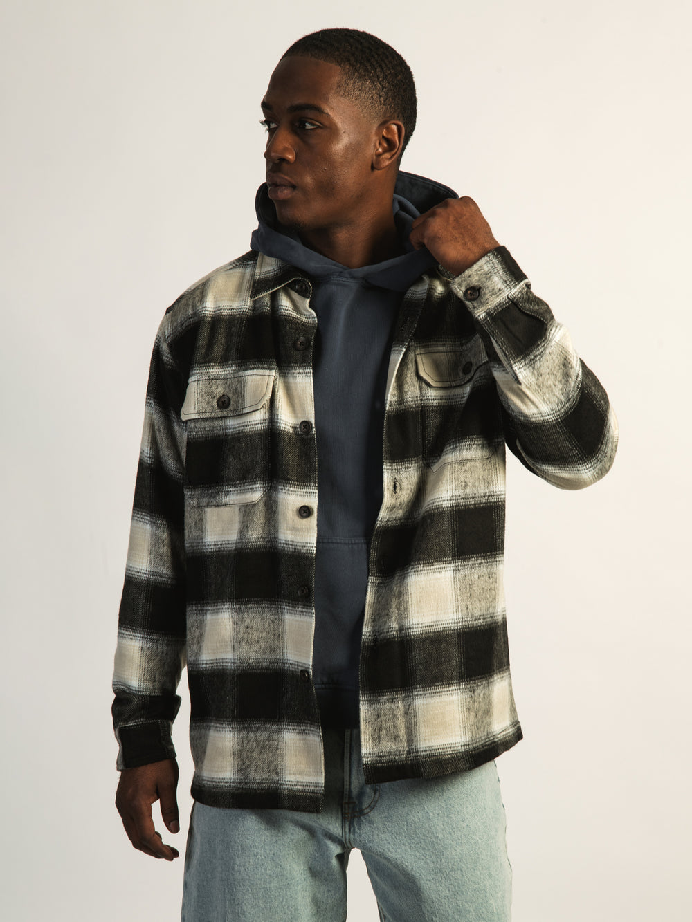 KOLBY PLAID OVERSHIRT - CREAM