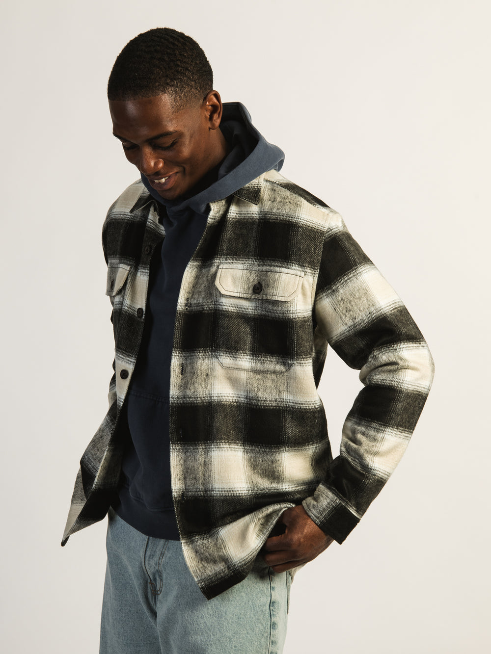 KOLBY PLAID OVERSHIRT - CREAM
