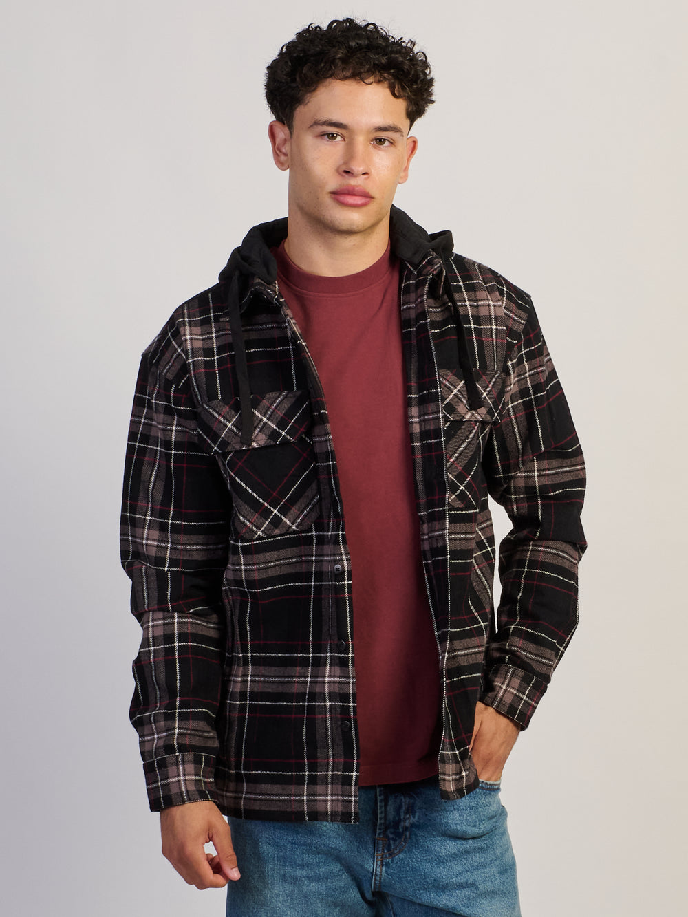 KOLBY KOLBY FLANNEL HOODIE - BLACK - Boathouse