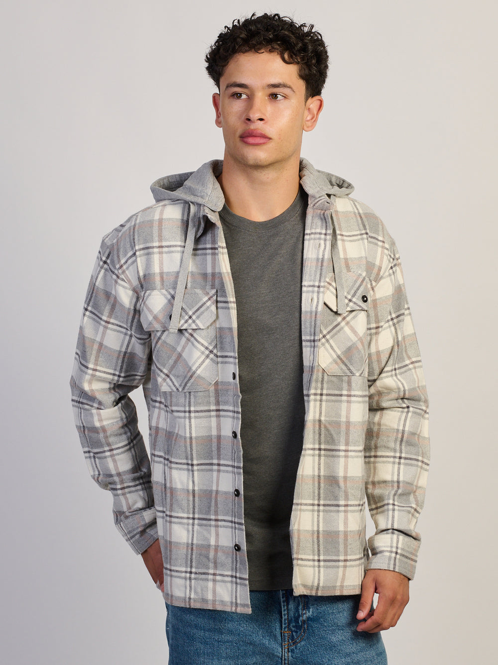 KOLBY KOLBY FLANNEL HOODIE - CREAM - Boathouse