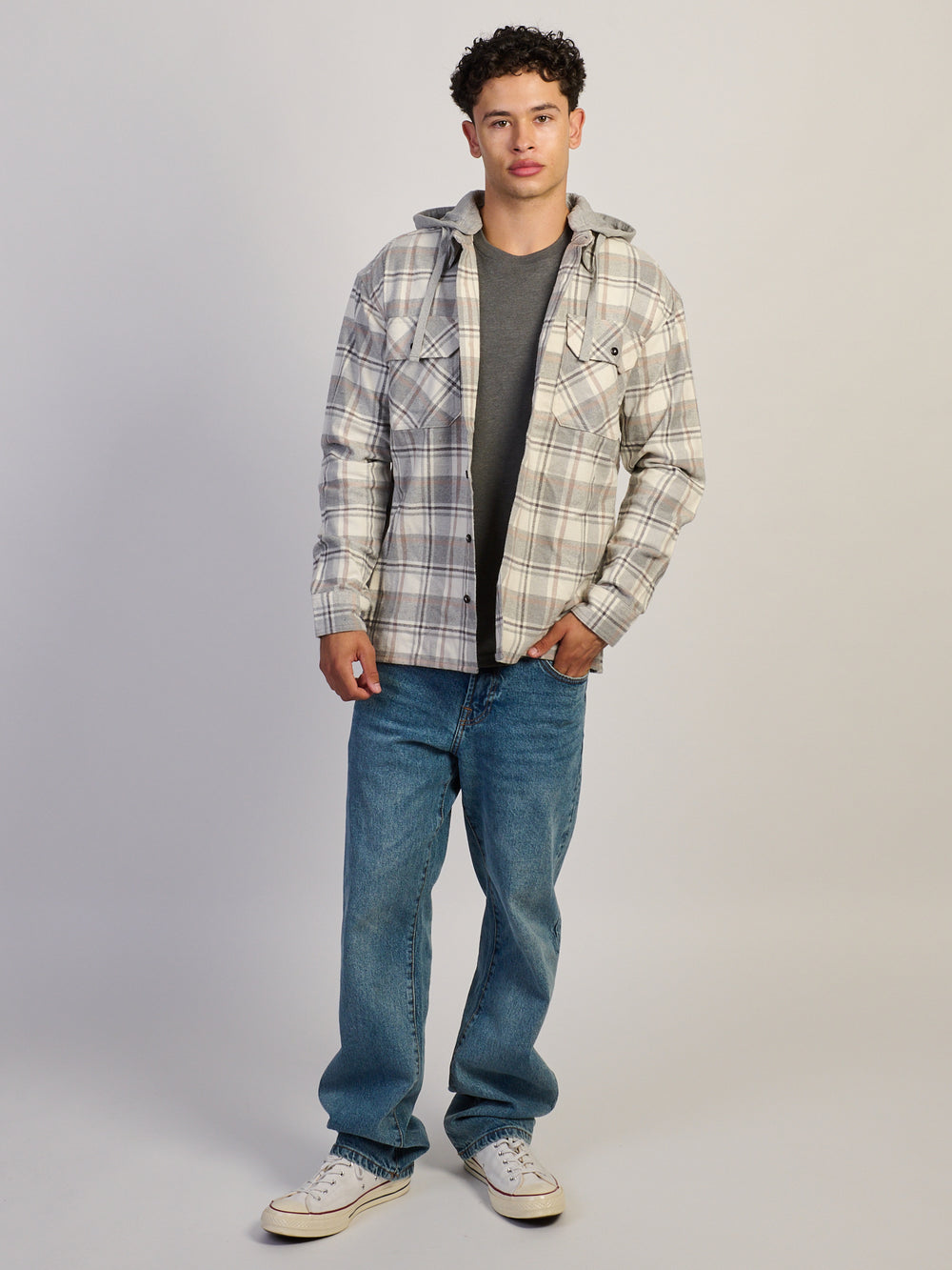 KOLBY KOLBY FLANNEL HOODIE - CREAM - Boathouse