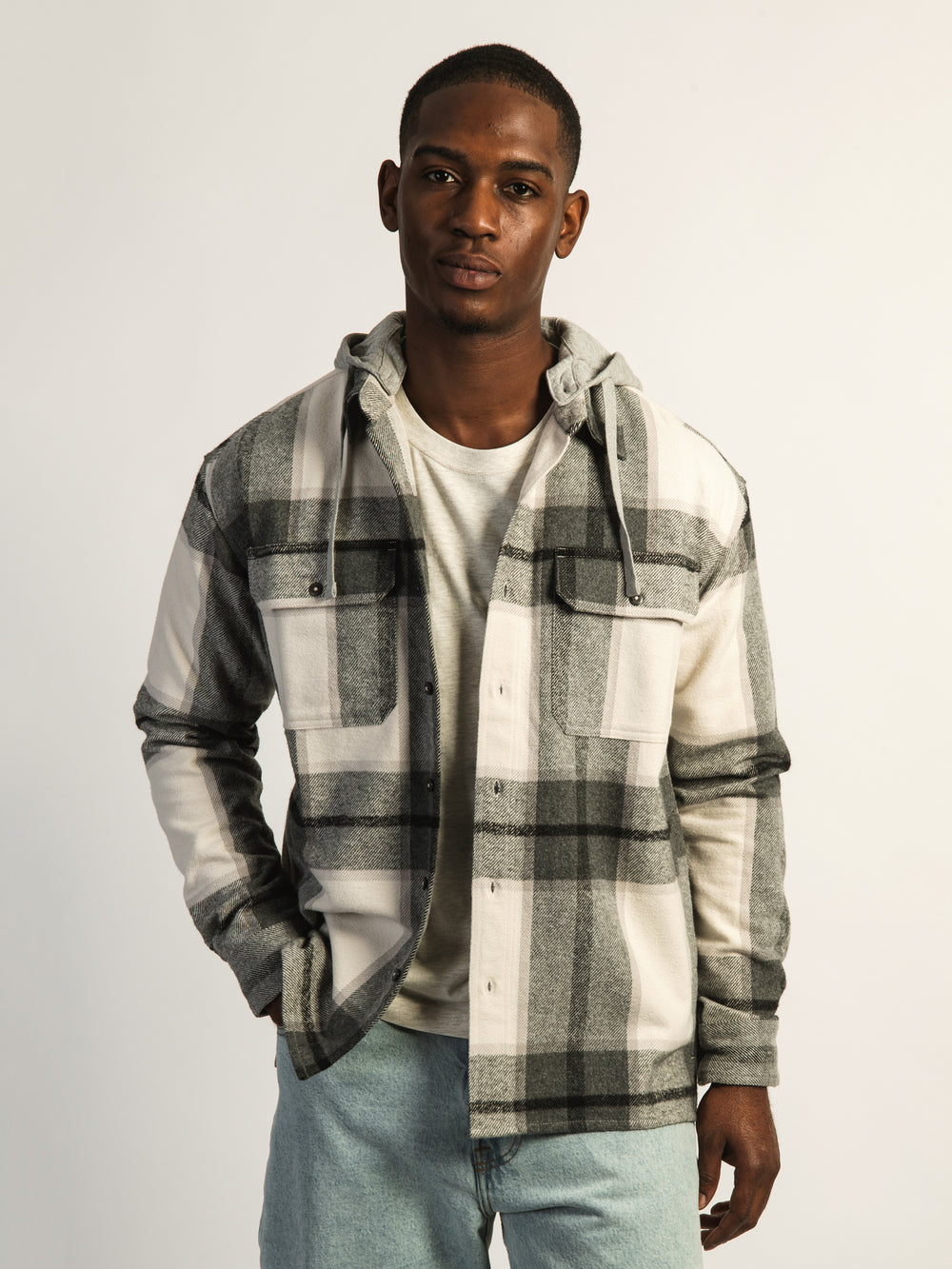 KOLBY FLANNEL HOODIE - GREY