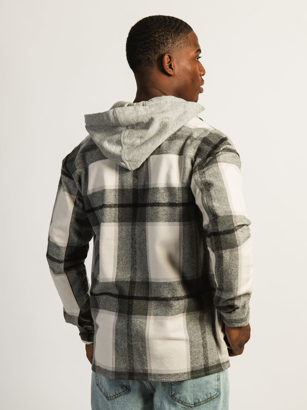 KOLBY FLANNEL HOODIE - GREY