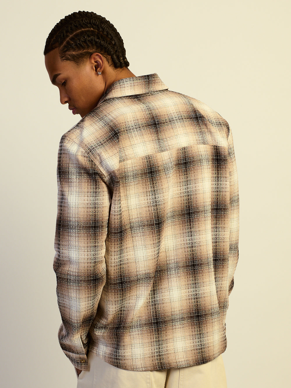KOLBY BOXY PLAID SHIRT - NATURAL