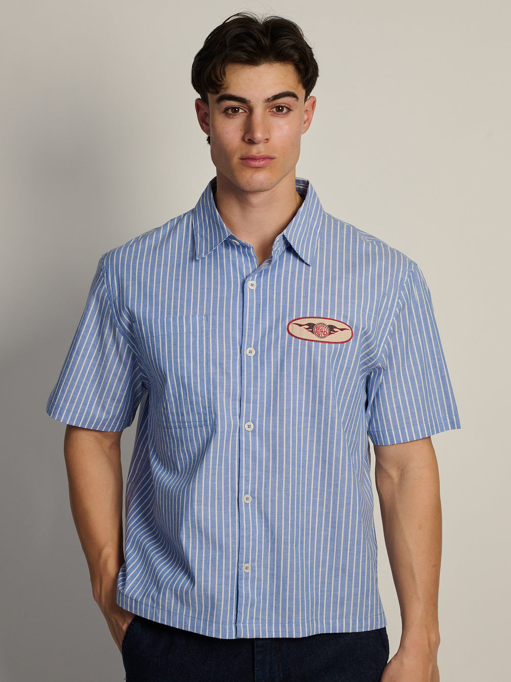 KOLBY BOXY PLAID SHIRT - BLUE