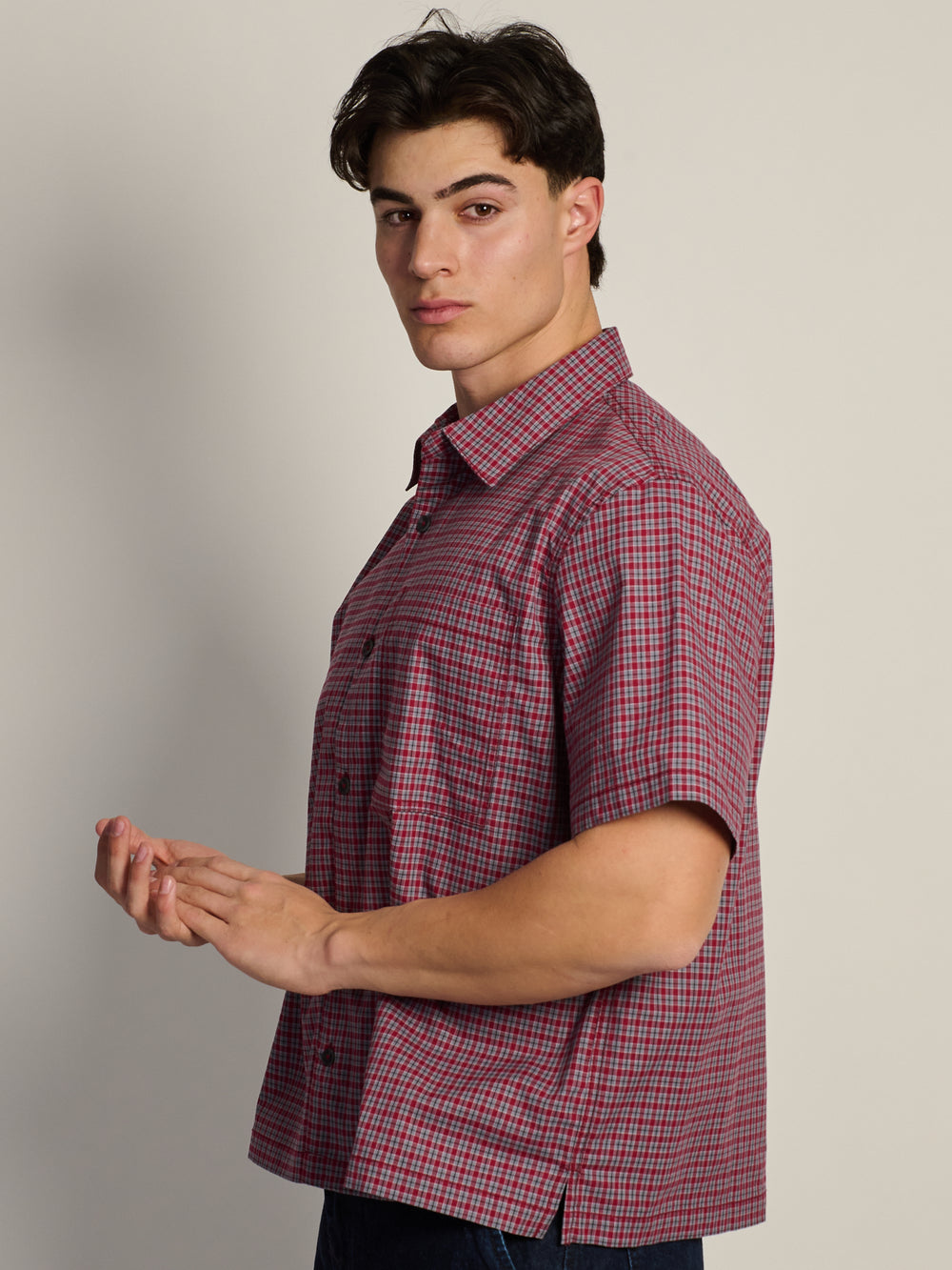 CHEMISE BOXY KOLBY PLAID - BORDEAUX