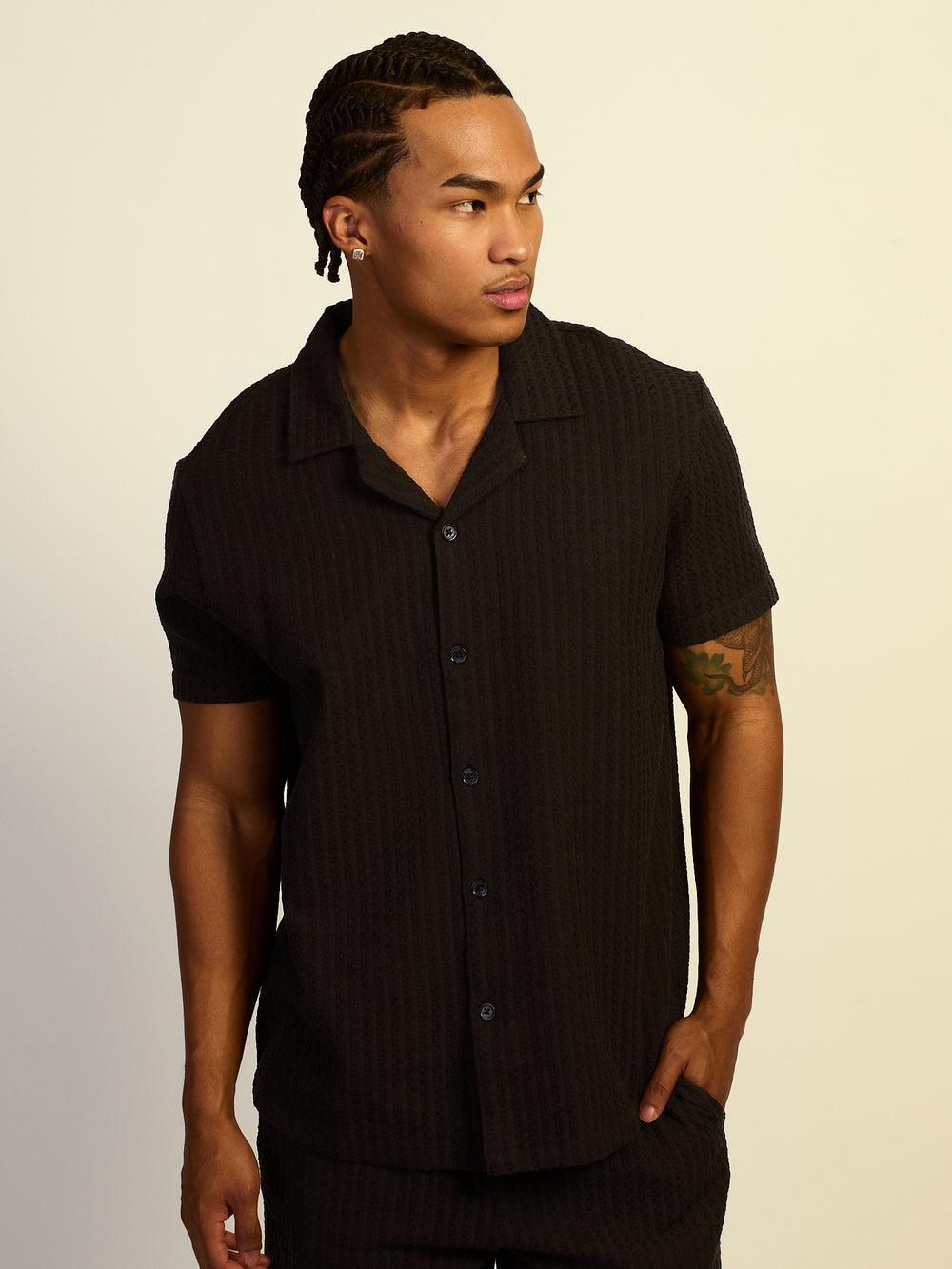 KOLBY RELAXED FIT WOVEN SHIRT - BLACK