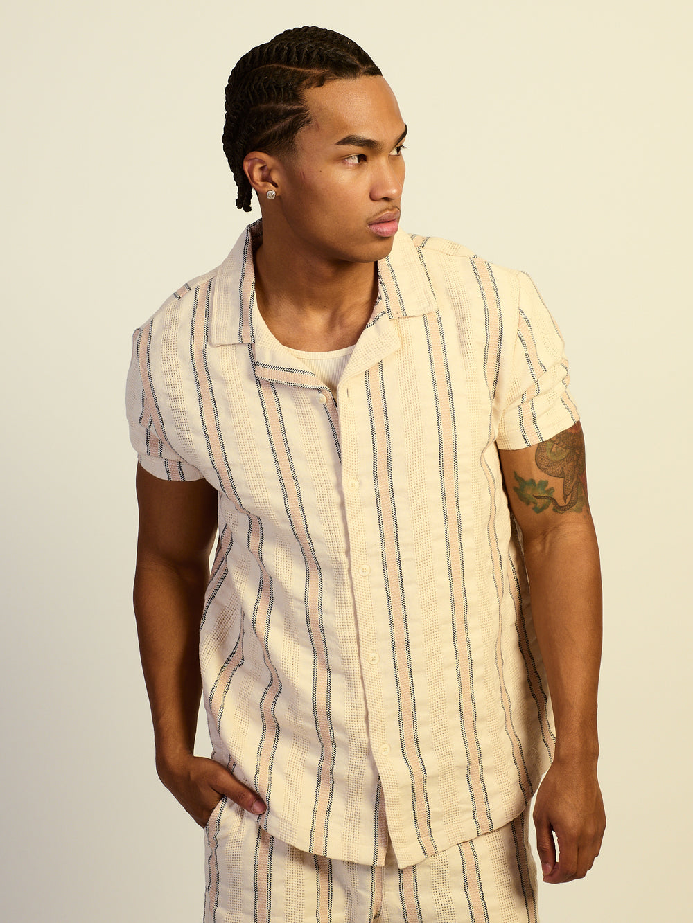 CHEMISE KOLBY AMPLE À RAYURES – NATUREL