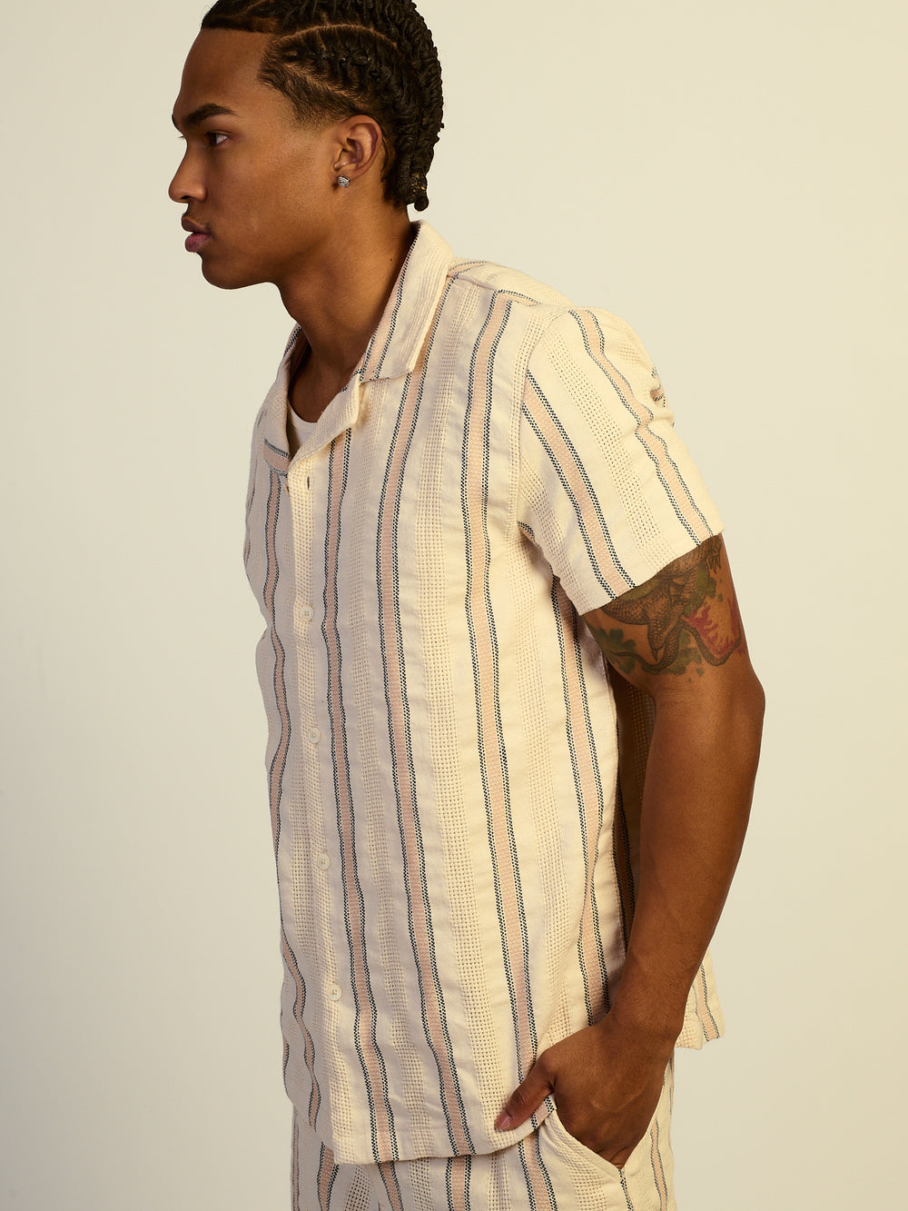 CHEMISE KOLBY AMPLE À RAYURES – NATUREL