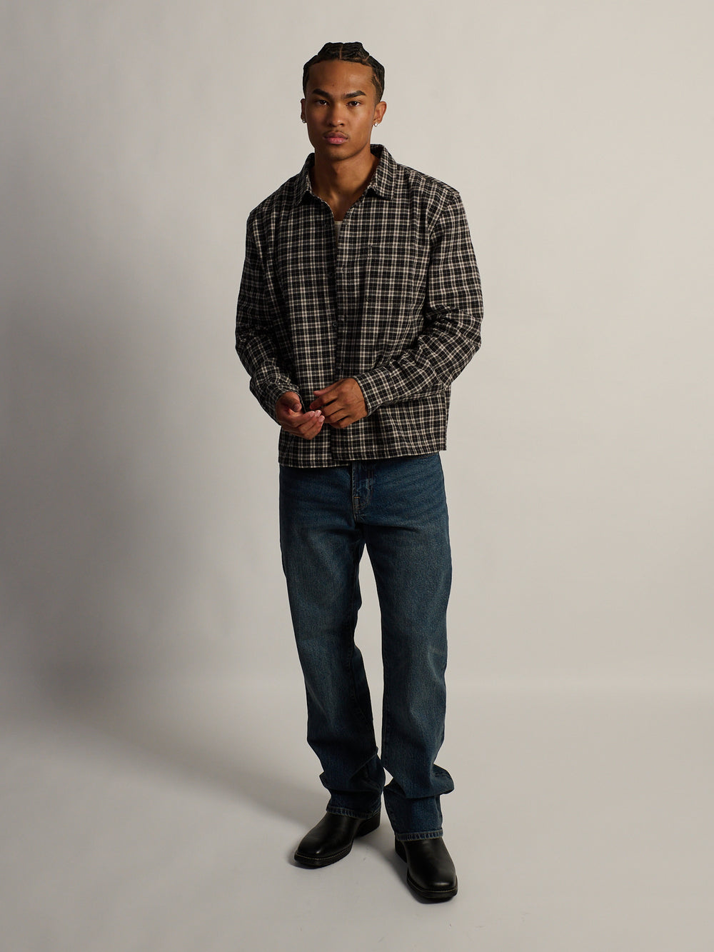KOLBY SHORT CUT FLANNEL - BLACK