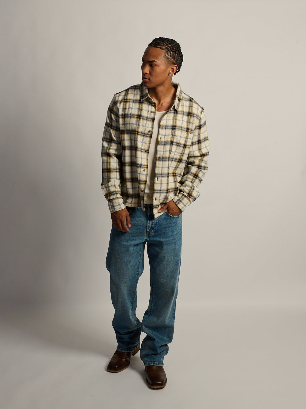 KOLBY SHORT CUT FLANNEL - CREAM