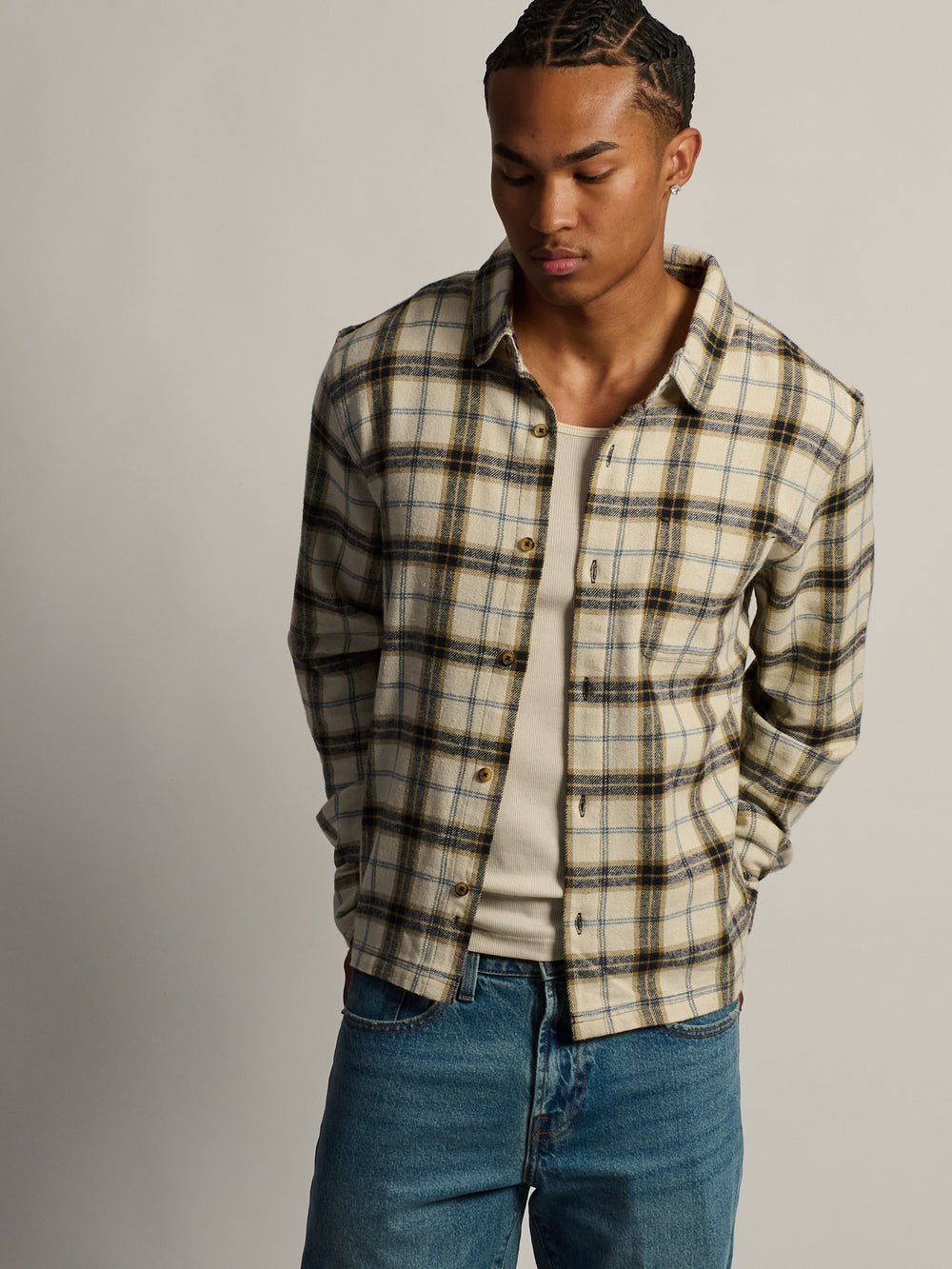 KOLBY SHORT CUT FLANNEL - CREAM