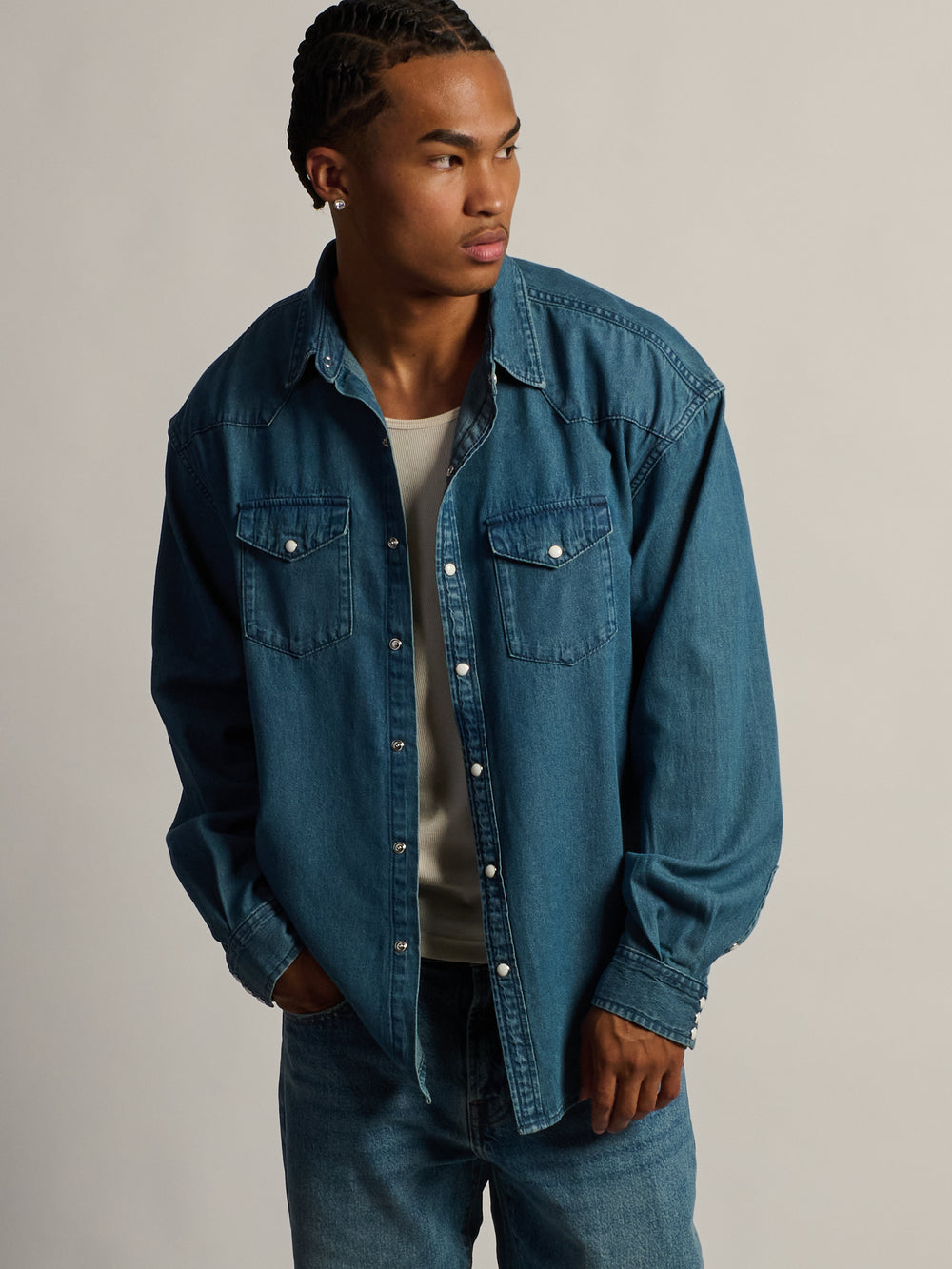 KOLBY WESTERN SHIRT - DENIM