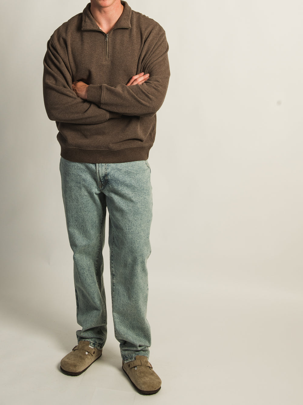 HOODIE ¼ ZIP KOLBY COUPE DÉCONTRACTÉE - CHOCOLAT