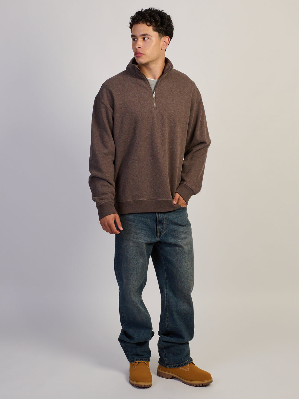 KOLBY KOLBY RELAXED FIT QUARTER ZIP - CHOCOLATE - Boathouse