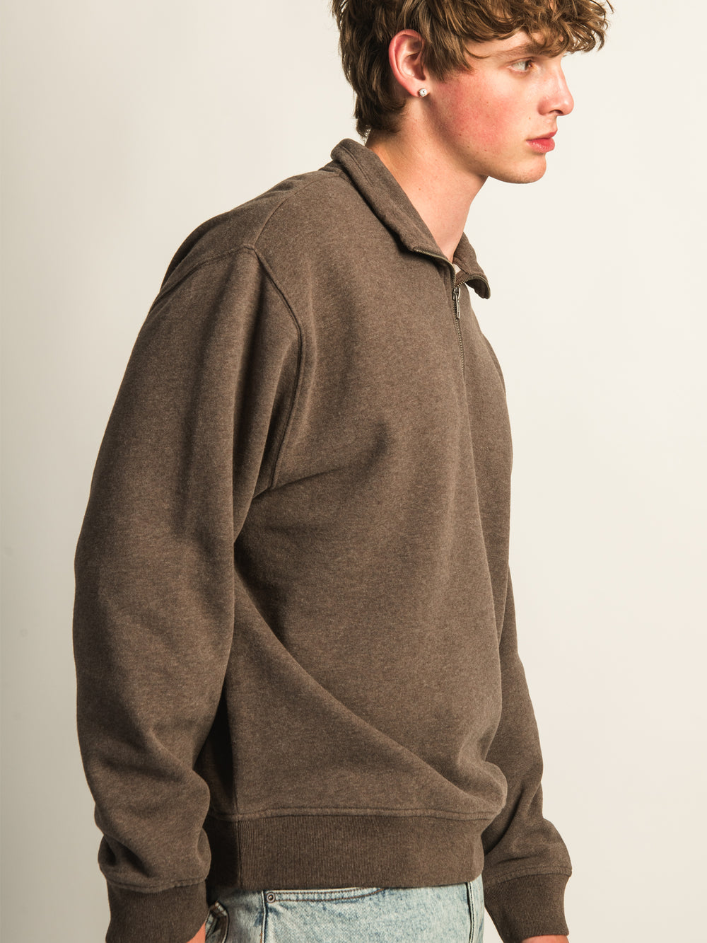 KOLBY RELAXED FIT QUARTER ZIP - CHOCOLATE