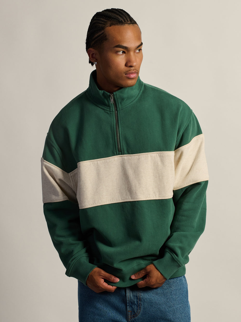 KOLBY SWEAT À CAPUCHE ZIPPÉ COUPE RELAXÉE - VERT
