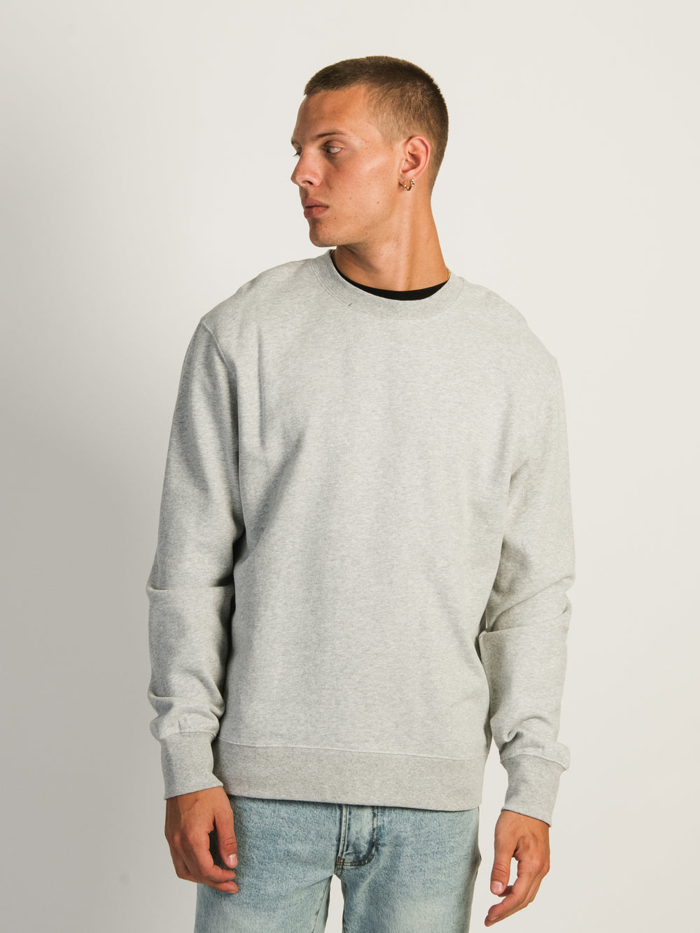 KOLBY PARKER VINTAGE WASH CREW - HEATHER GREY - CLEARANCE