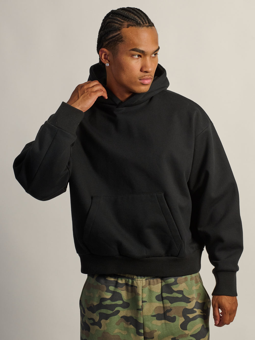 KOLBY SWEAT À CAPUCHE COUPE COUPE LOURDE - NOIR