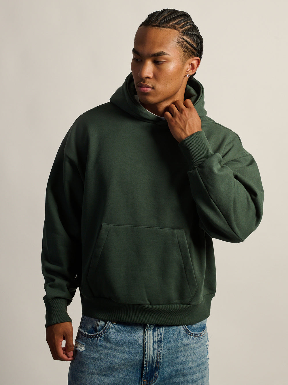 KOLBY SHORT CUT HEAVYWEIGHT HOODIE - GREEN
