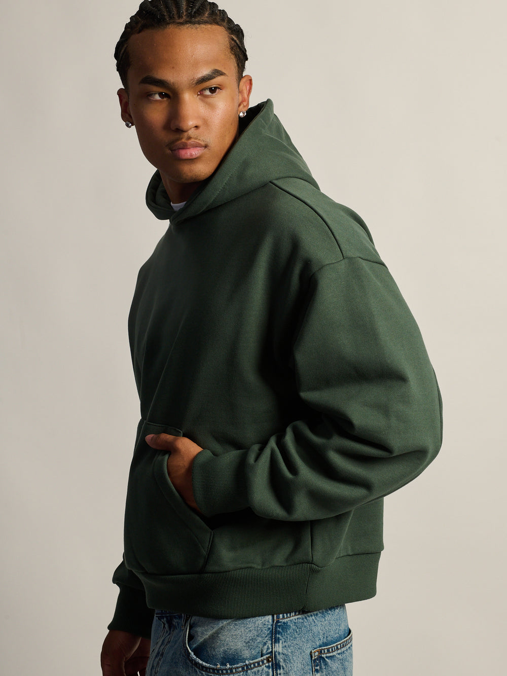KOLBY SHORT CUT HEAVYWEIGHT HOODIE - GREEN