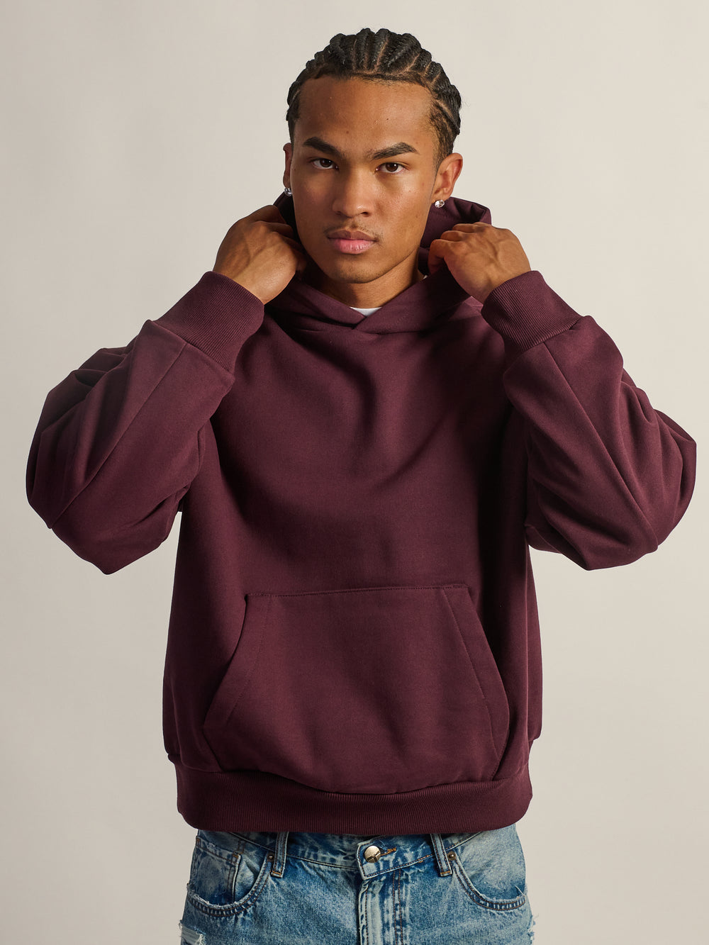 HOODIE KOLBY SHORT CUT POIDS LOURD - PRUNE