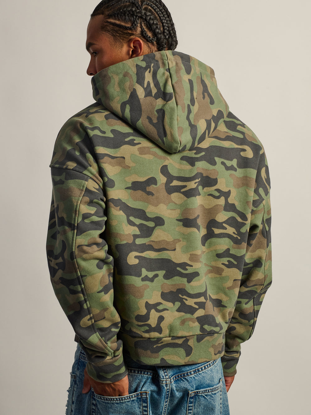 KOLBY SHORT CUT HEAVYWEIGHT ZIP - UP HOODIE - CAMOUFLAGE