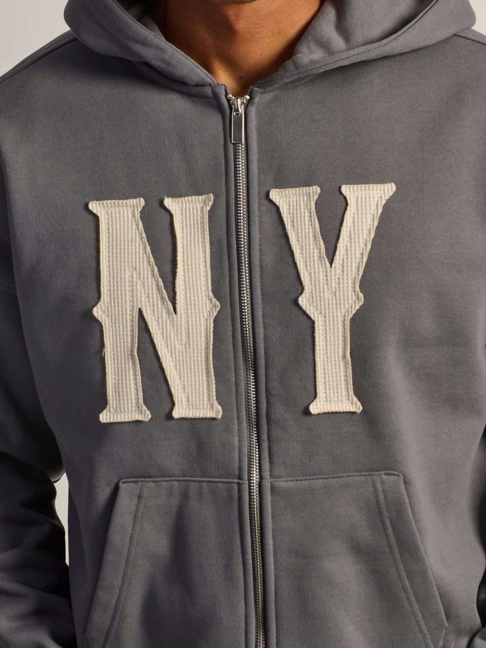 KOLBY SHORT CUT HEAVYWEIGHT ZIP - UP HOODIE - CHARBON