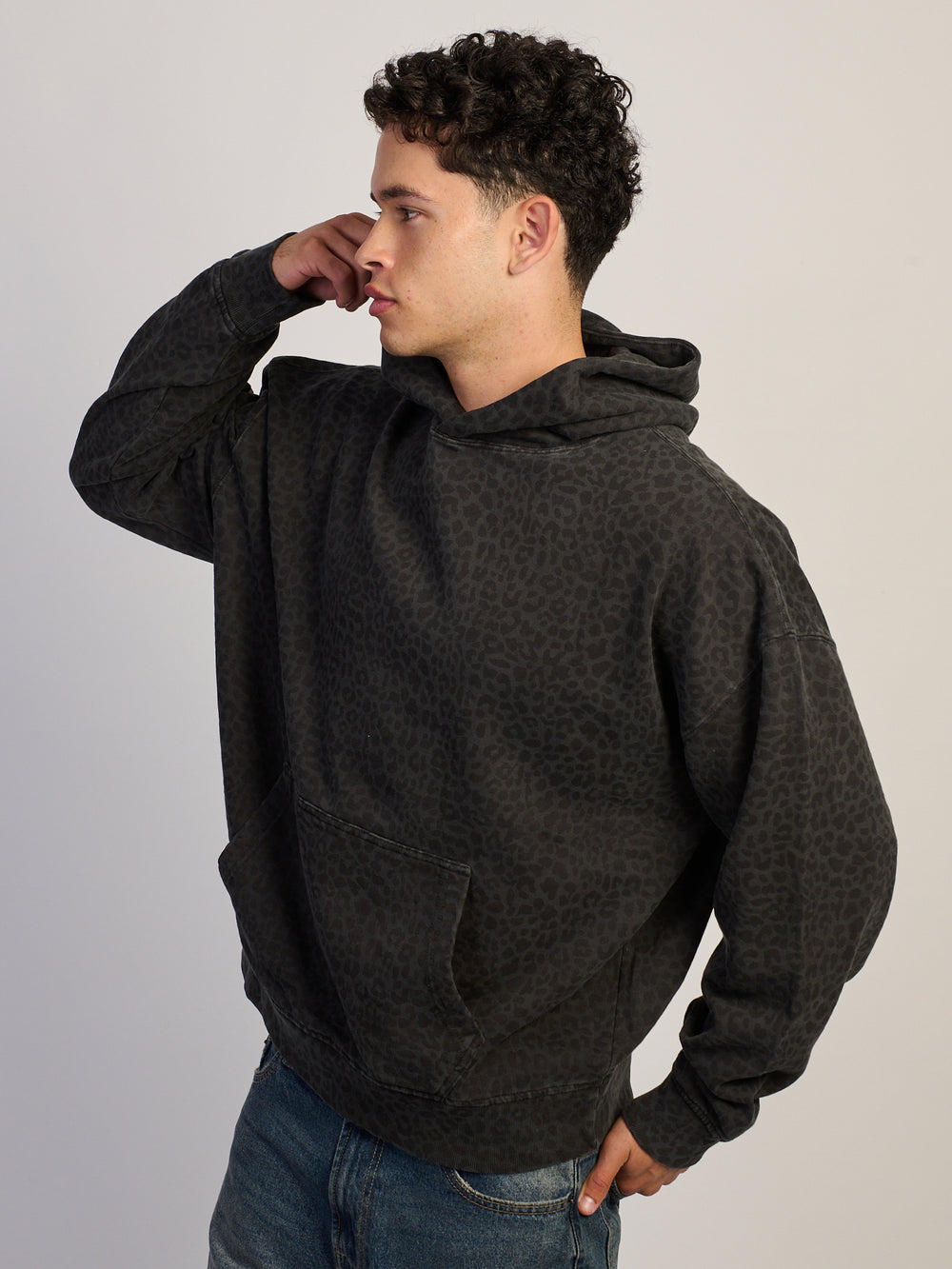 KOLBY RELAXED FIT HOODIE - LEOPARD