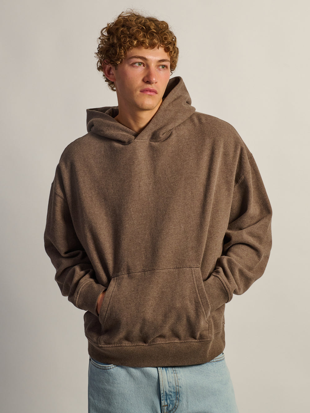 KOLBY SWEAT À CAPUCHE COUPE RELAXÉE - CHOCOLAT CHINÉ