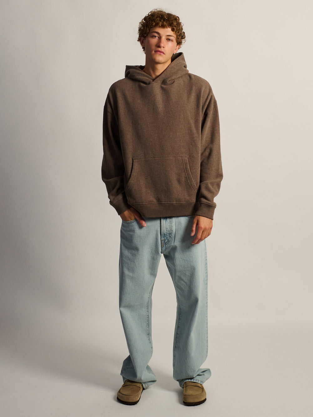 KOLBY RELAXED FIT HOODIE - HEATHER CHOCOLATE