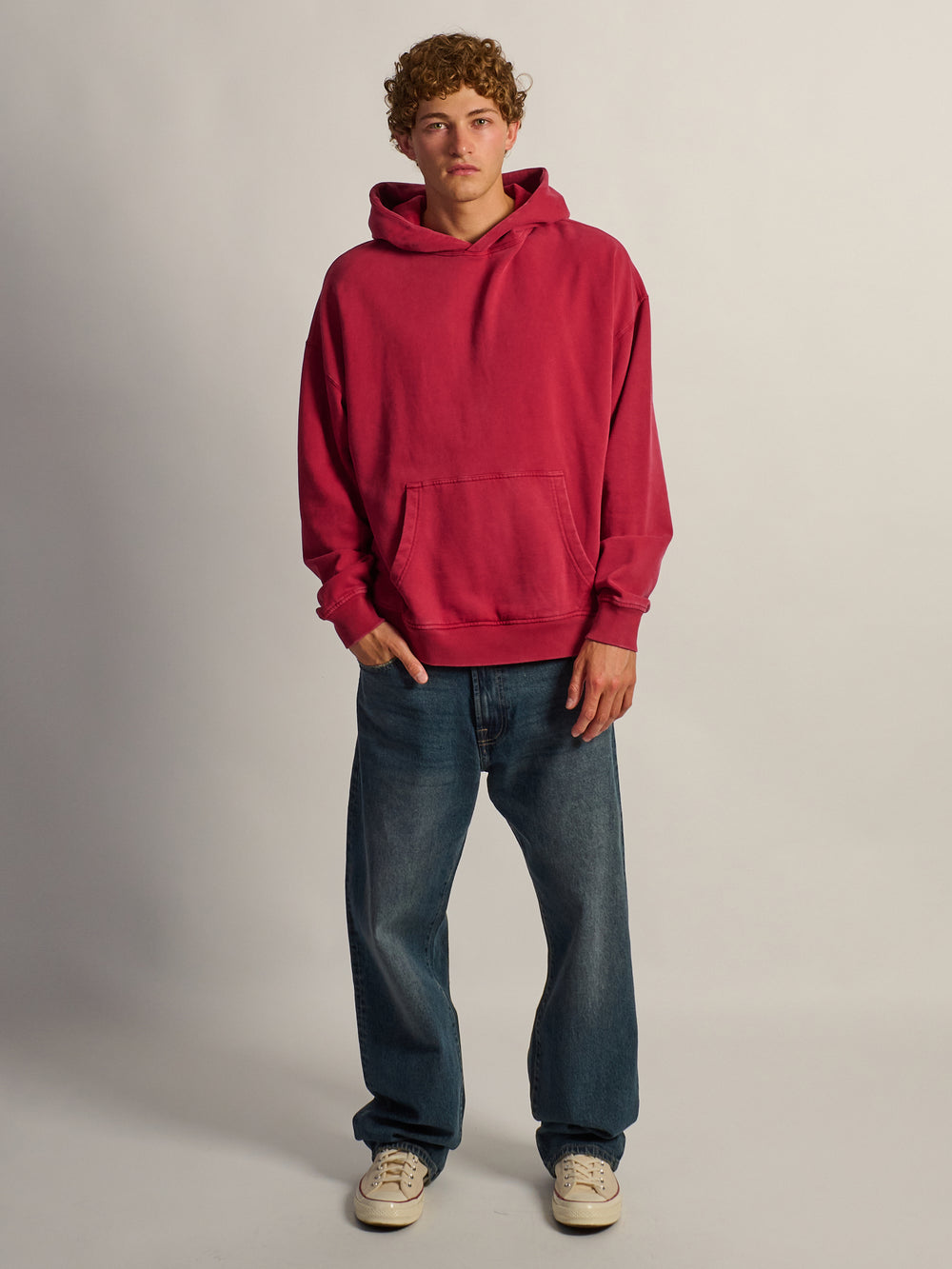 KOLBY SWEAT À CAPUCHE COUPE RELAXÉE - ROUGE