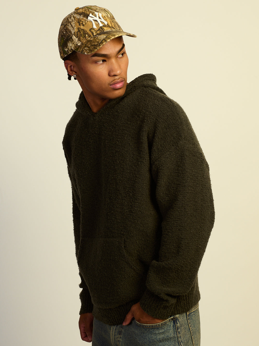 KOLBY RELAXED FIT TEXTURED HOODIE - FOREST
