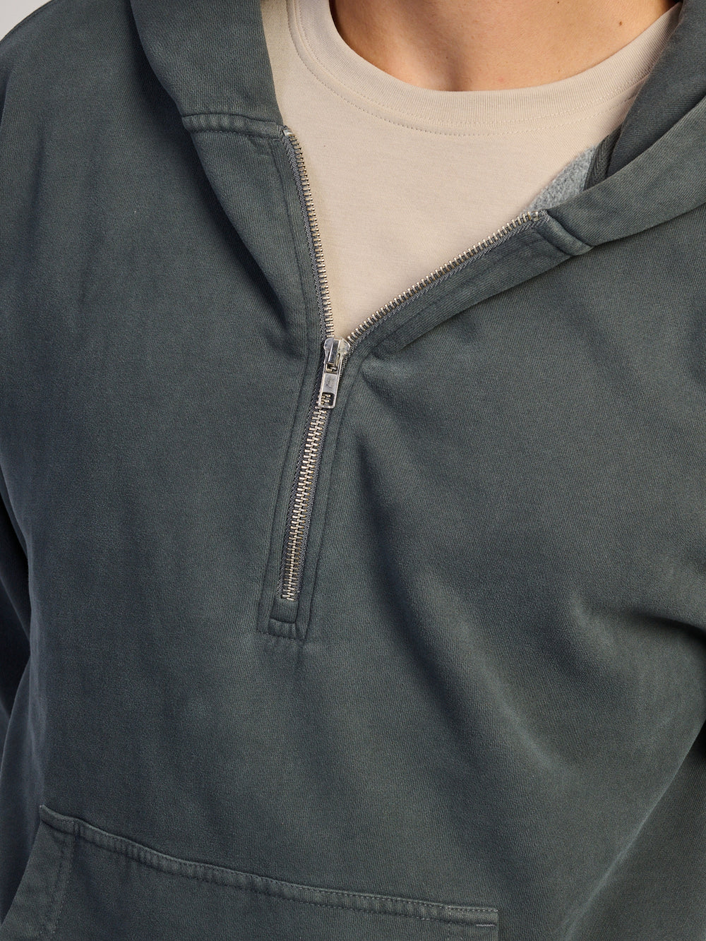 KOLBY RELAXED FIT QUARTER ZIP HOODIE - CHARCOAL