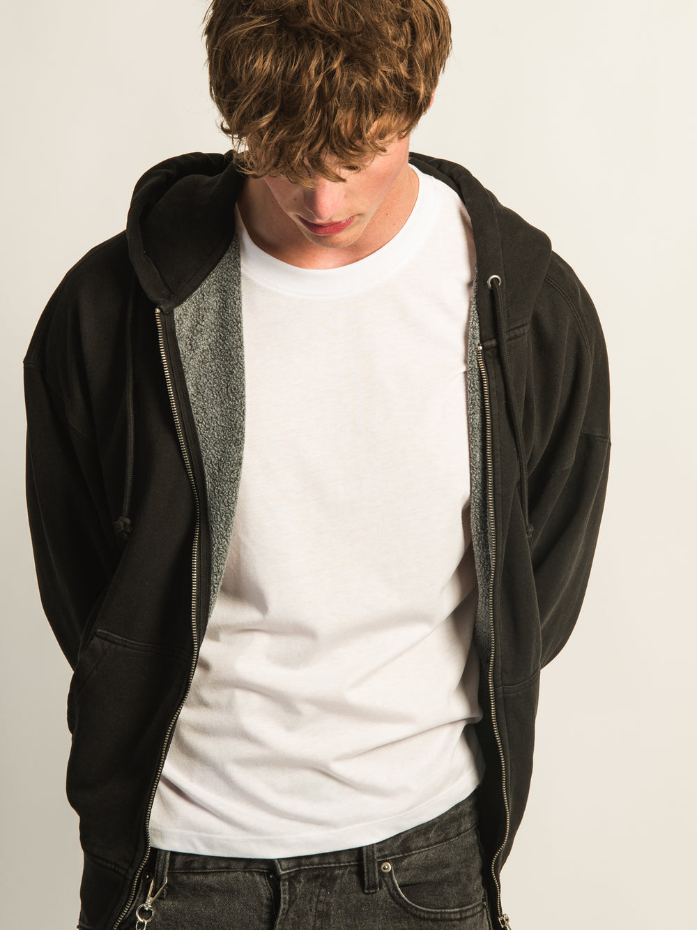 KOLBY RELAXED CREW FIT FULL ZIP HOODIE - BLACK