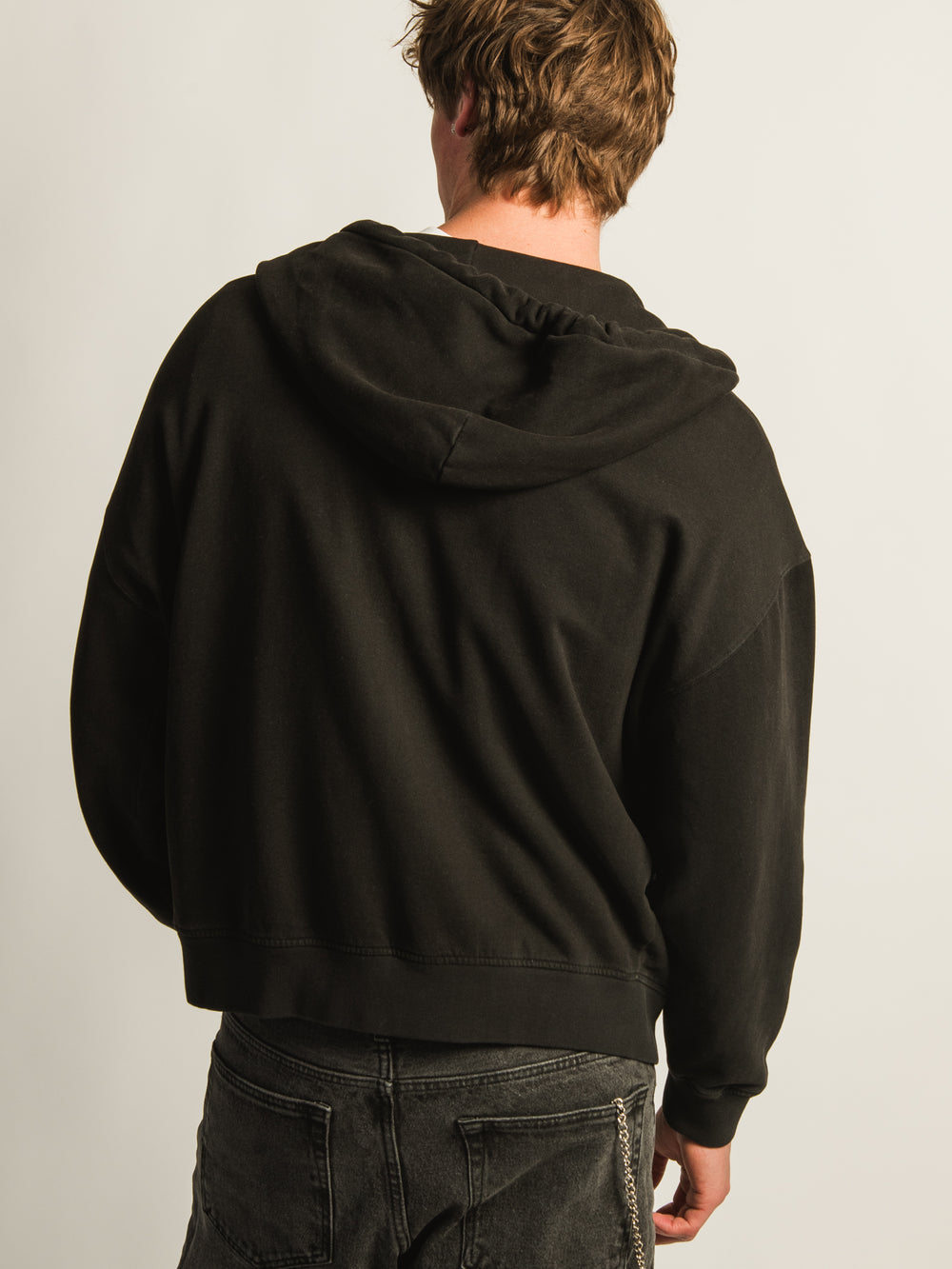 KOLBY RELAXED CREW FIT FULL ZIP HOODIE - BLACK