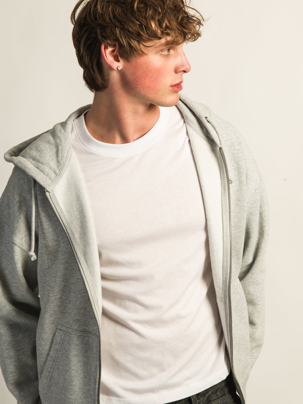 KOLBY RELAXED CREW FIT FULL ZIP HOODIE - HEATHER GREY