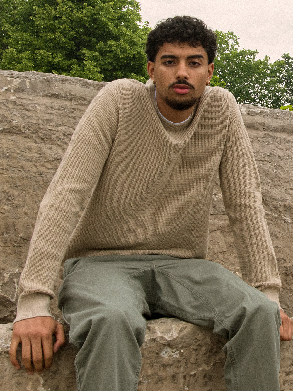 KOLBY WAFFLE KNIT CREW COLLAR - CLEARANCE