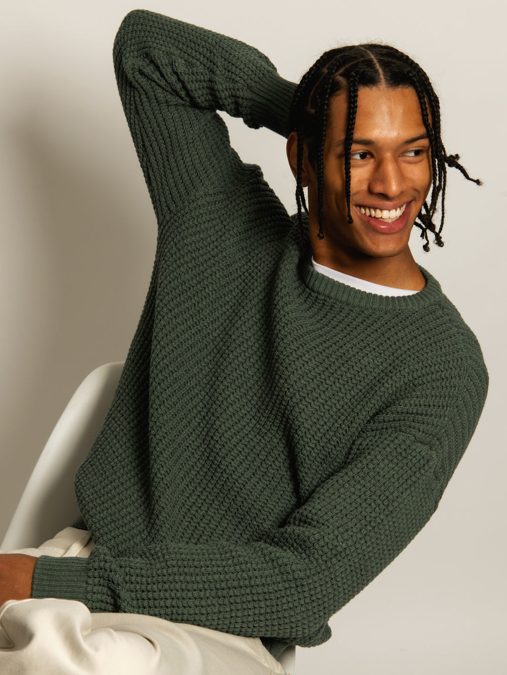 KOLBY FISHERMANS RIB SWEATER - OLIVE