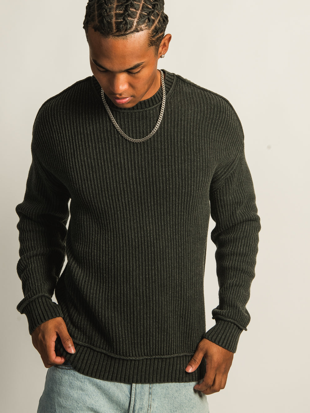 KOLBY RIB KNIT SWEATER - BLACK