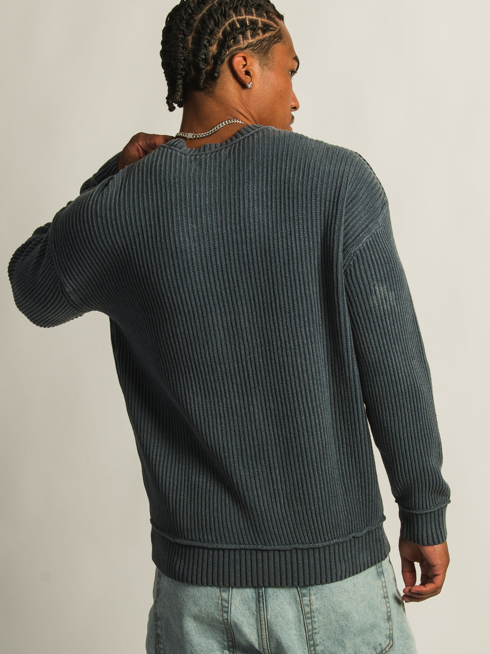 KOLBY RIB KNIT SWEATER - BLUE